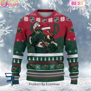 NHL Minnesota Wild Angry Mascot Design Ugly Sweater