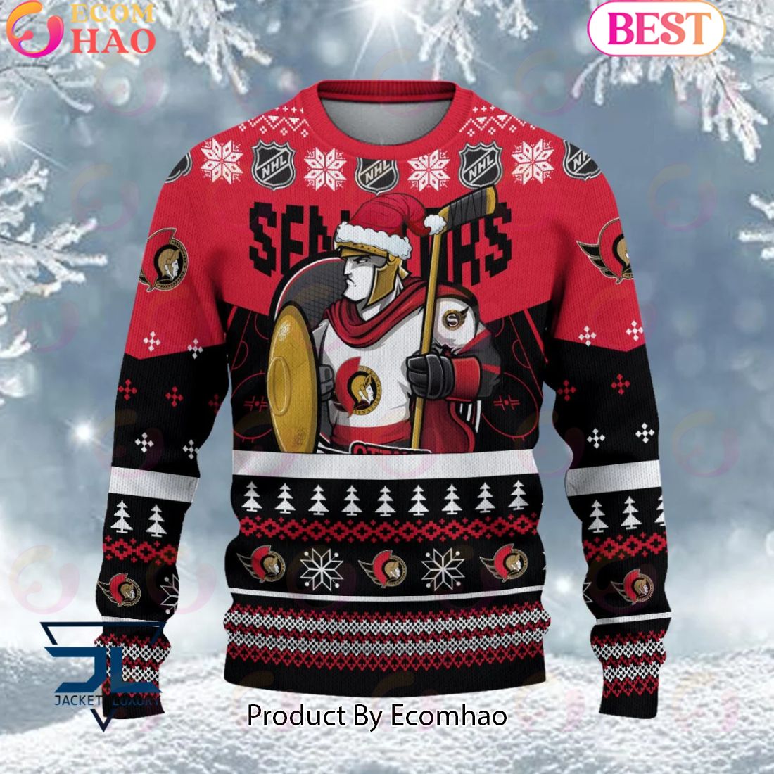 NHL Ottawa Senators Angry Mascot Design Ugly Sweater