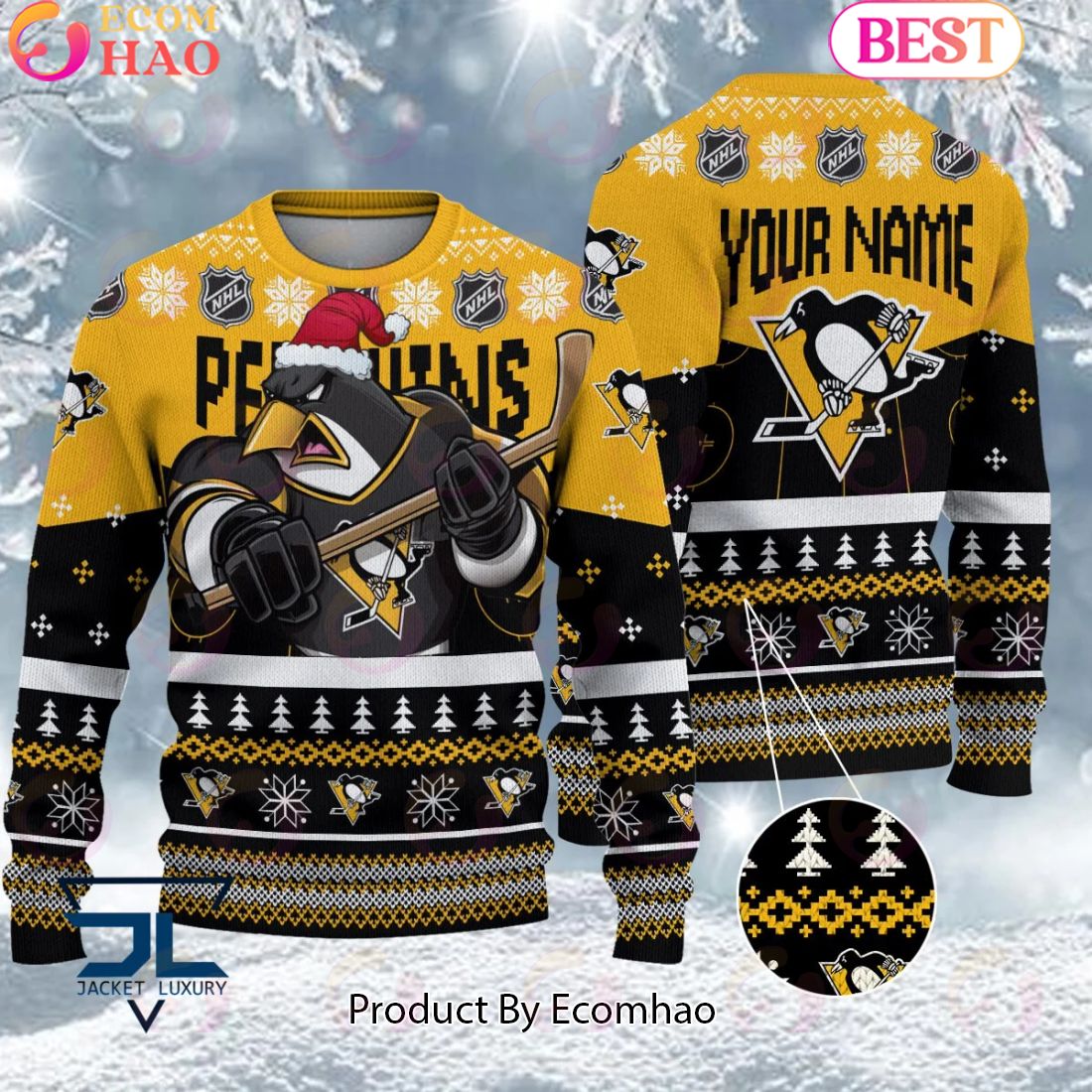 NHL Pittsburgh Penguins Angry Mascot Design Ugly Sweater