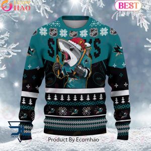 NHL San Jose Sharks Angry Mascot Design Ugly Sweater