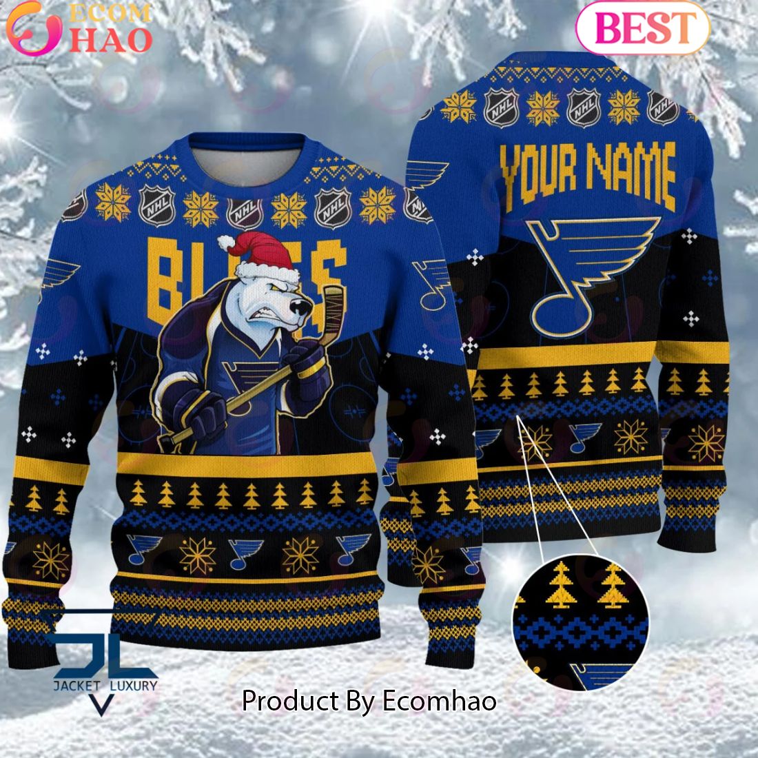 NHL St Louis Blues Angry Mascot Design Ugly Sweater