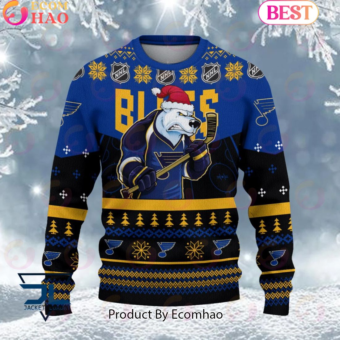 NHL St Louis Blues Angry Mascot Design Ugly Sweater