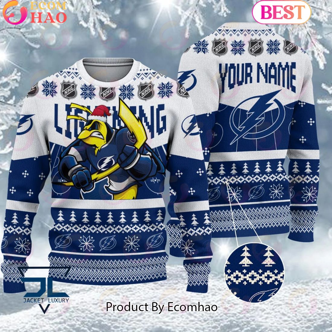 NHL Tampa Bay Lightning Angry Mascot Design Ugly Sweater