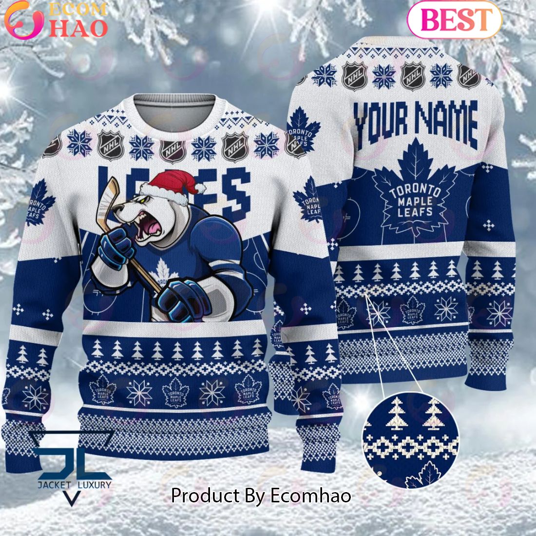 NHL Toronto Maple Leafs Angry Mascot Design Ugly Sweater