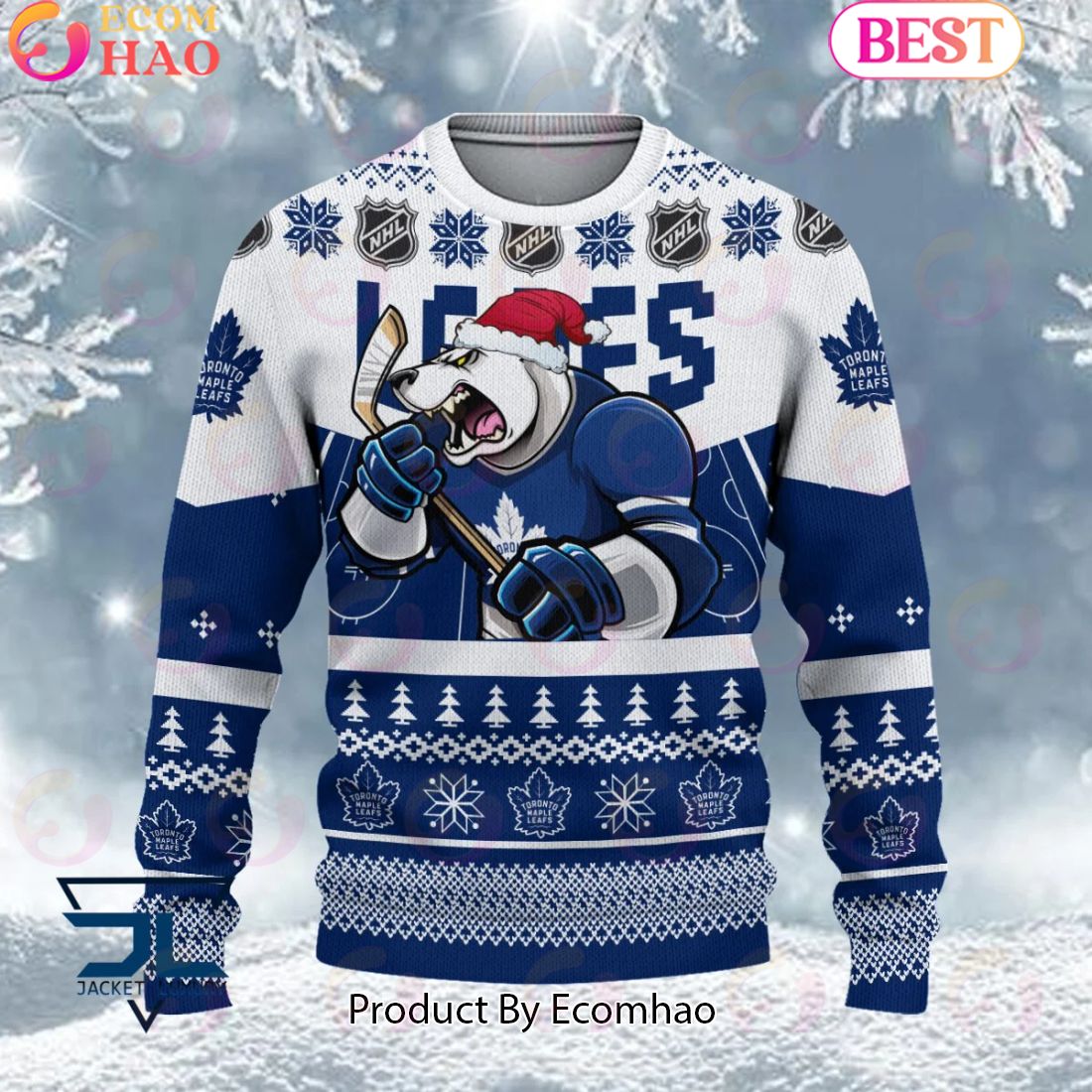 NHL Toronto Maple Leafs Angry Mascot Design Ugly Sweater