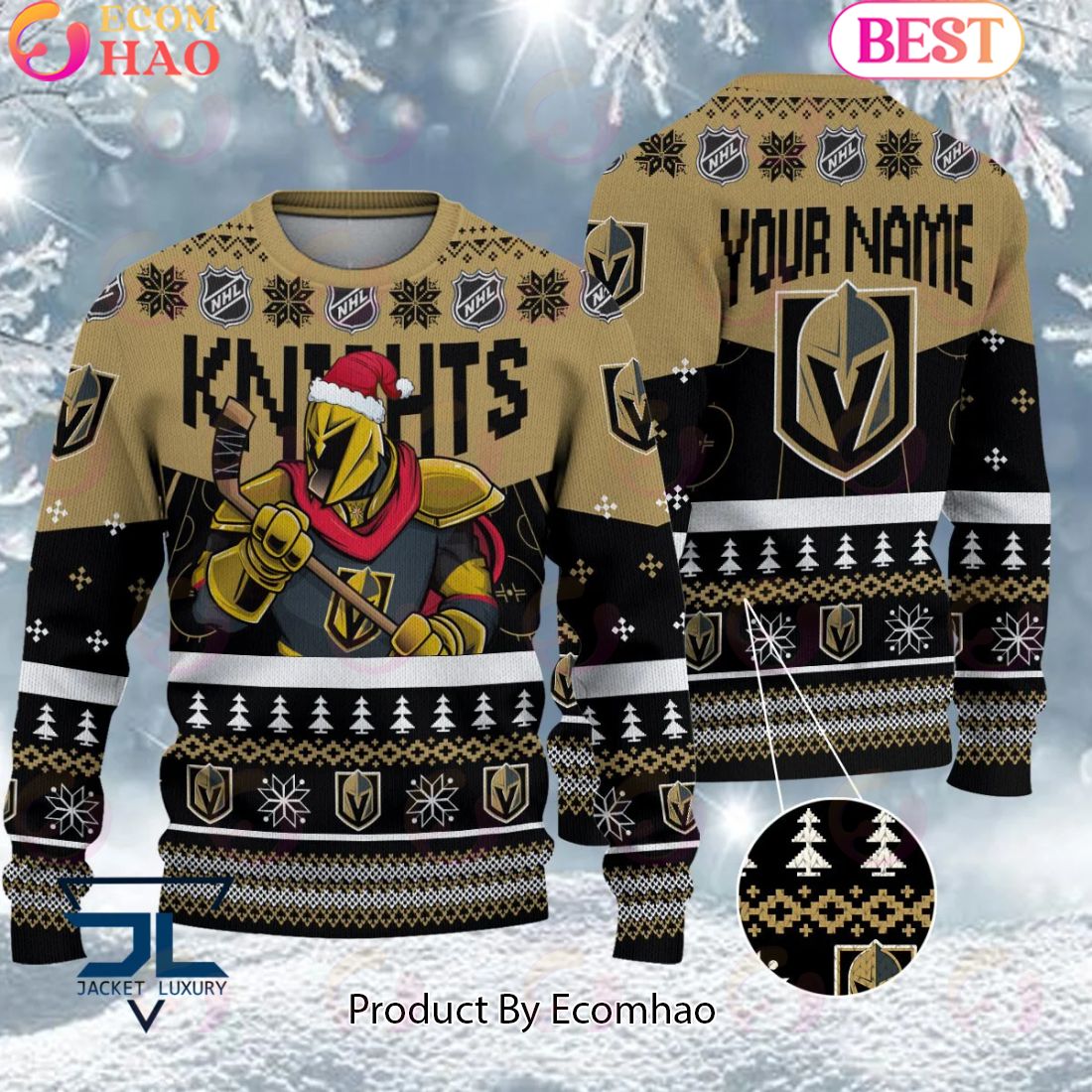 NHL Vegas Golden Knights Angry Mascot Design Ugly Sweater