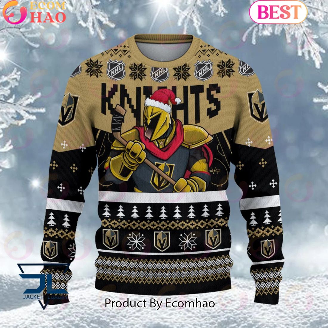 NHL Vegas Golden Knights Angry Mascot Design Ugly Sweater