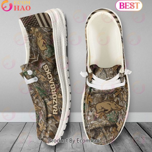 NCAA Arkansas Razorbacks Camo Hunting Hey Dude Shoes Football