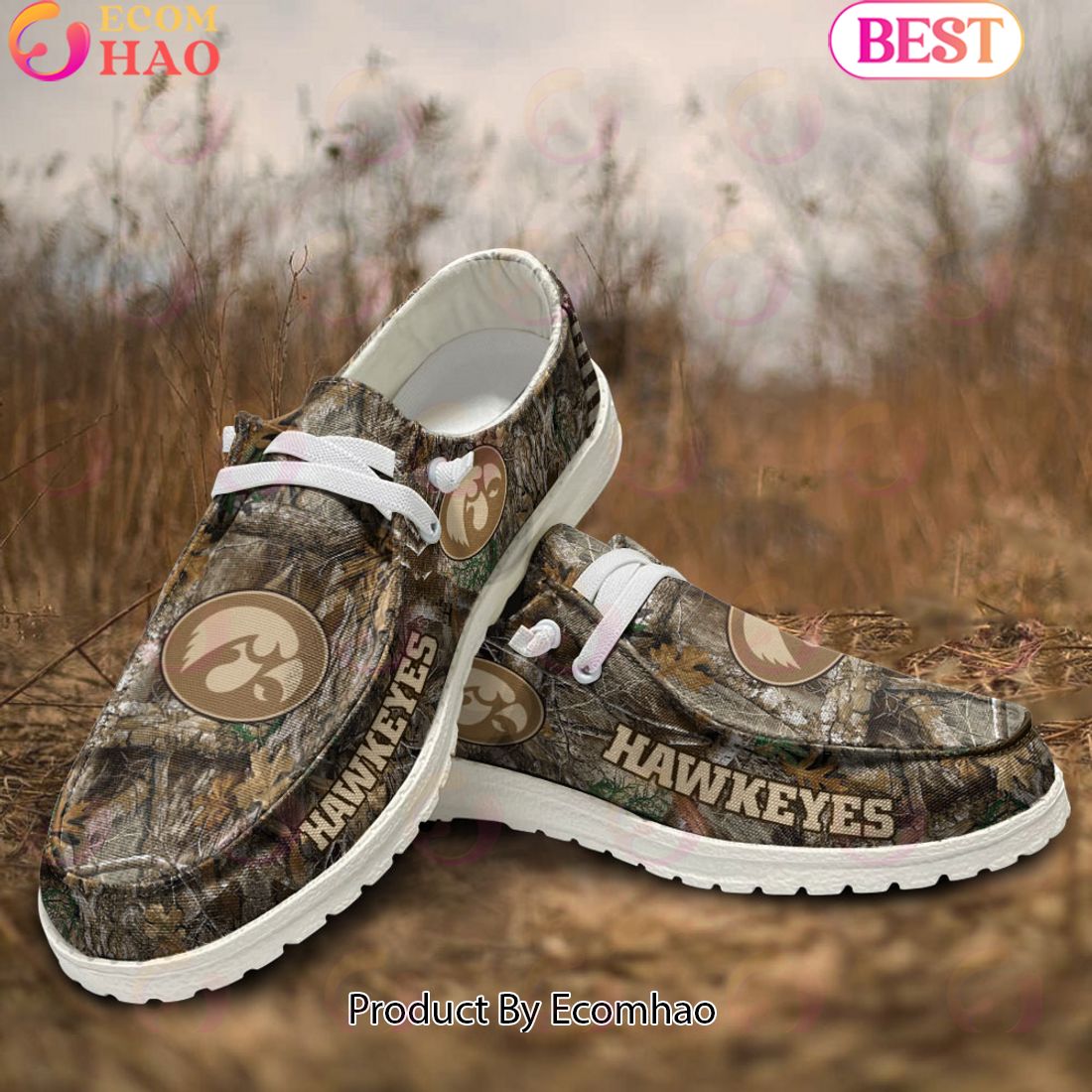 NCAA Iowa Hawkeyes Camo Hunting Hey Dude Shoes Football