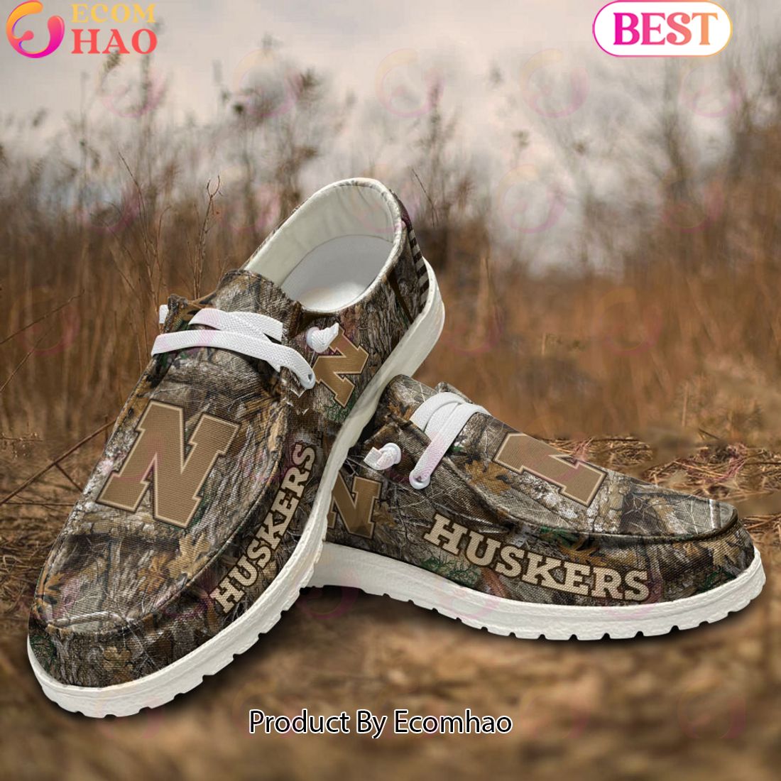 NCAA Nebraska Cornhuskers Camo Hunting Hey Dude Shoes Football