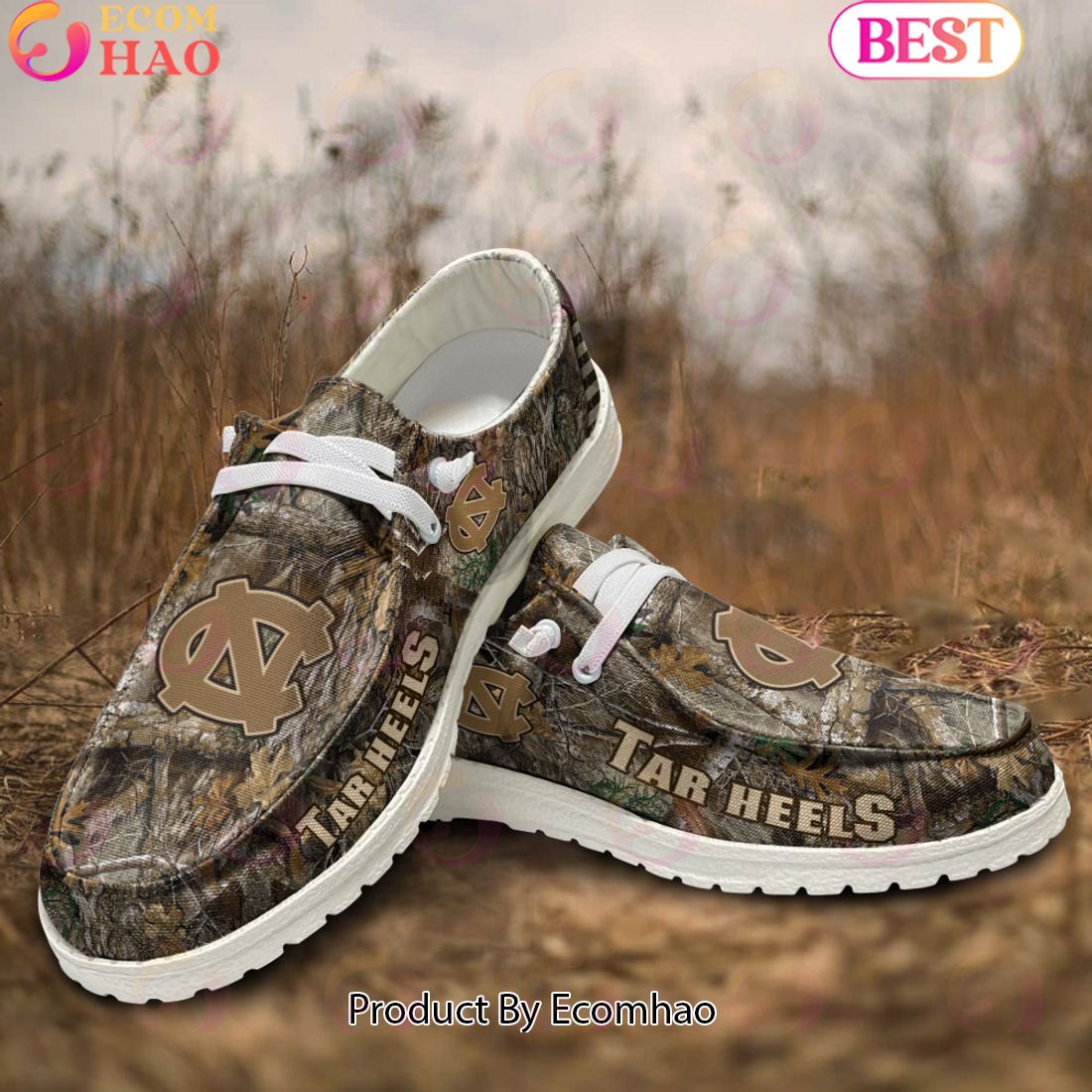 NCAA North Carolina Tar Heels Camo Hunting Hey Dude Shoes Football