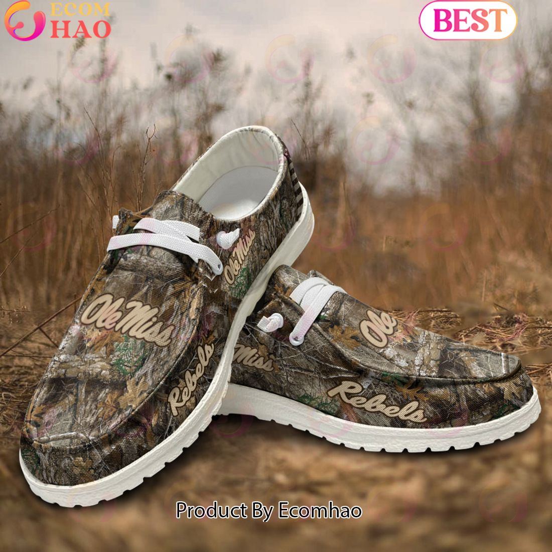 NCAA Ole Miss Rebels Camo Hunting Hey Dude Shoes Football