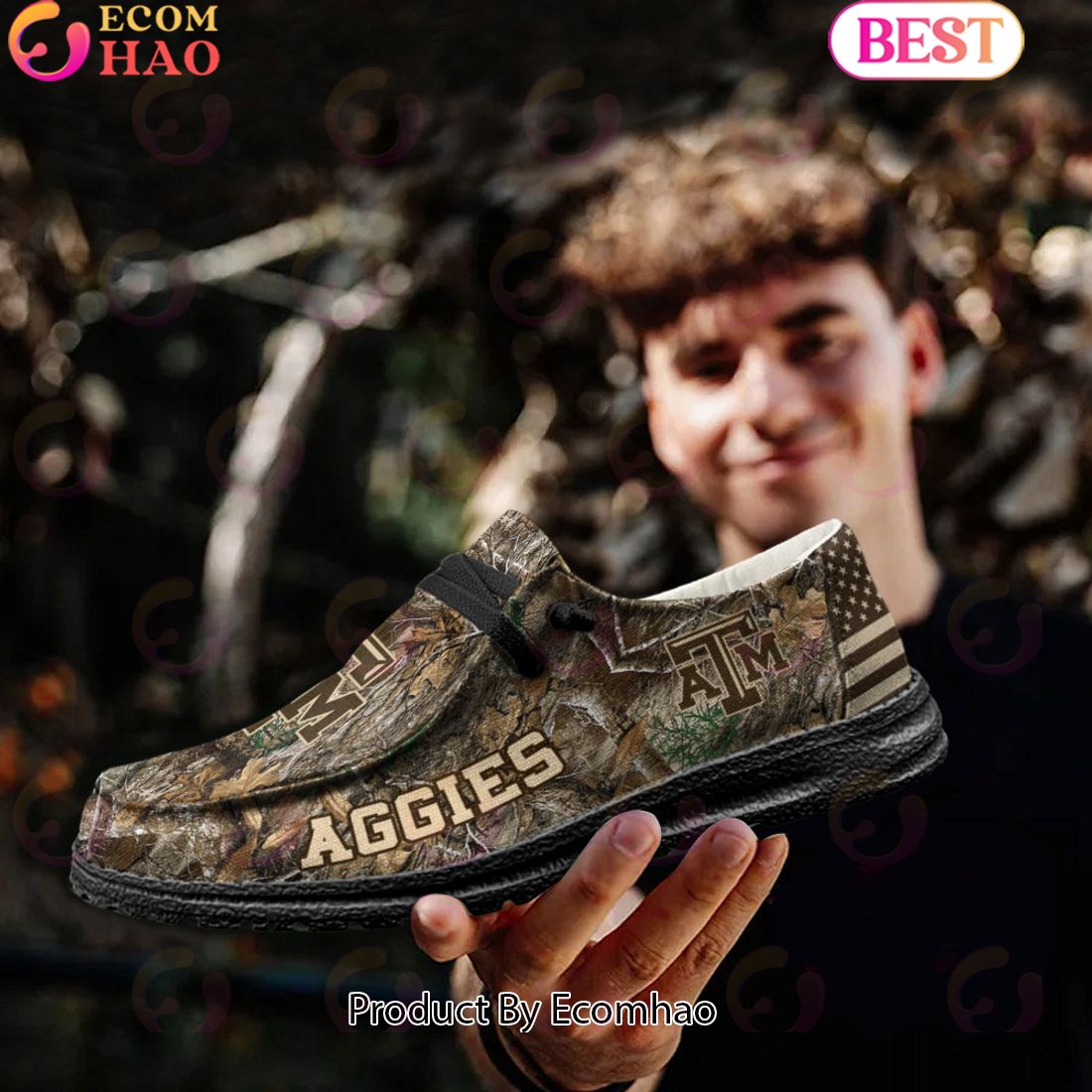 NCAA Texas A&M Aggies Camo Hunting Hey Dude Shoes Football