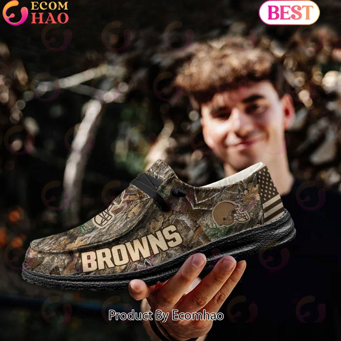 NFL Cleveland Browns Camo Hunting Hey Dude Shoes Football