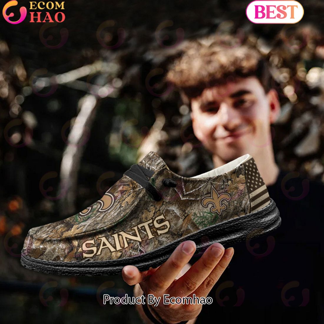 NFL New Orleans Saints Camo Hunting Hey Dude Shoes Football