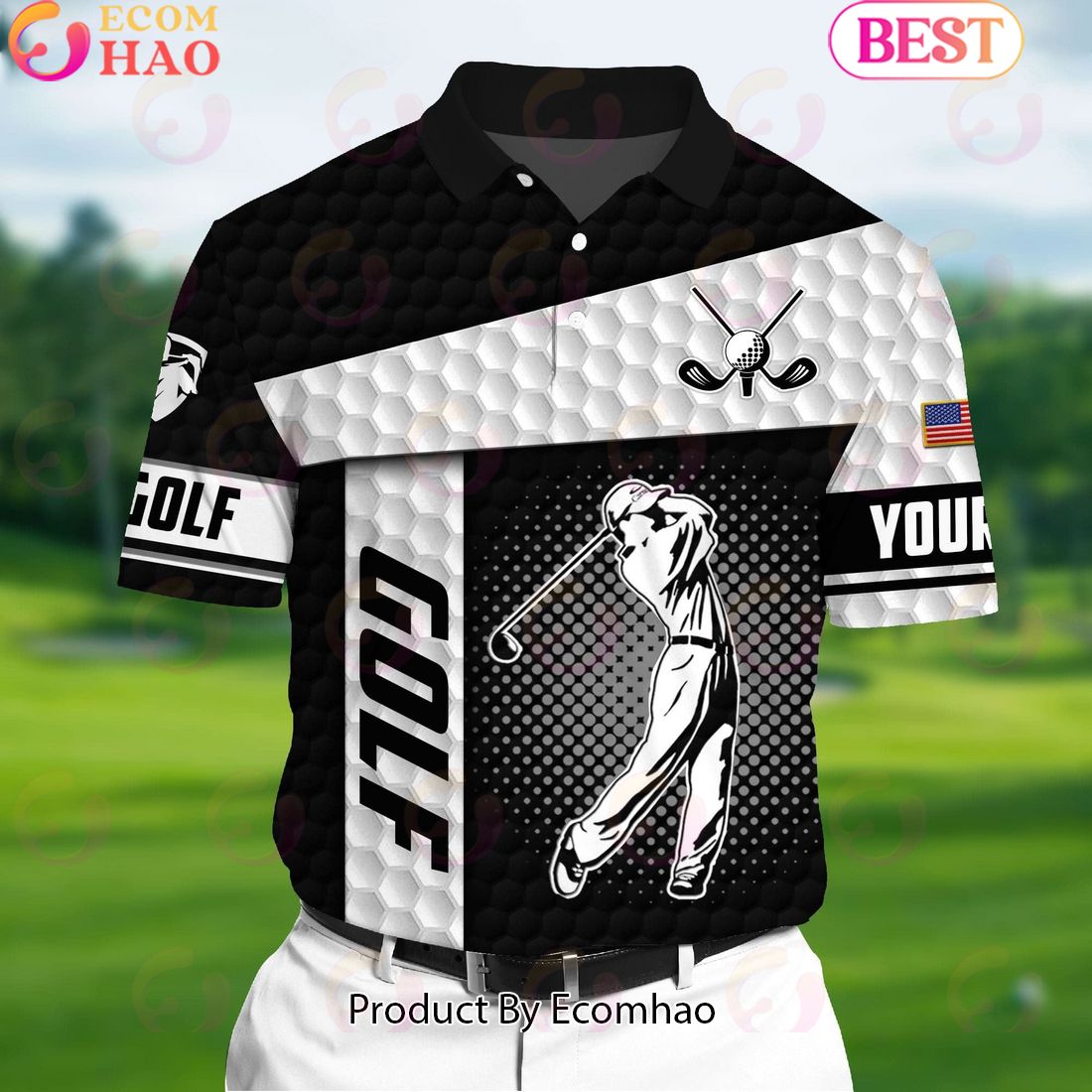 Ecomhao Black White Pride Premium Unique Golf Polo 3D For Lovers Multicolor Custom Name Polo