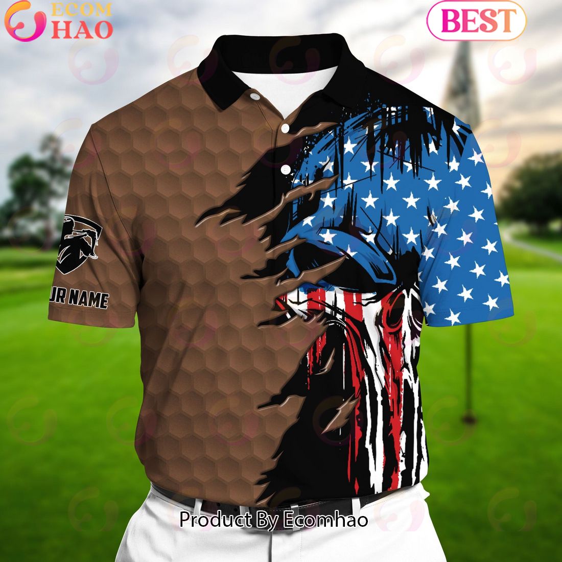 Ecomhao Green Pride Premium Cool American Flag Golf Polo Shirts Multicolored Custom Name Polo