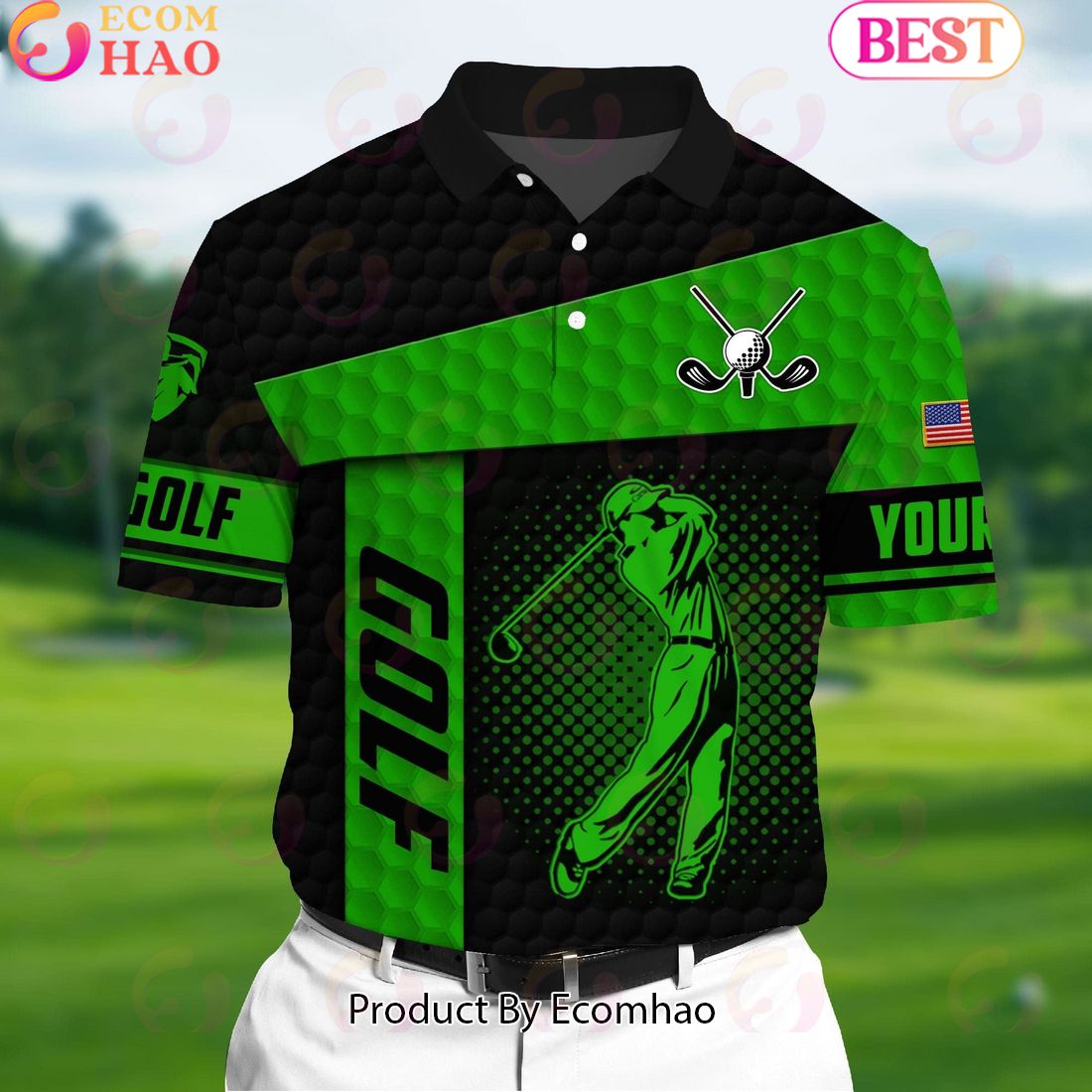 Ecomhao Green Pride Premium Unique Golf Polo 3D For Lovers Multicolor Custom Name Polo