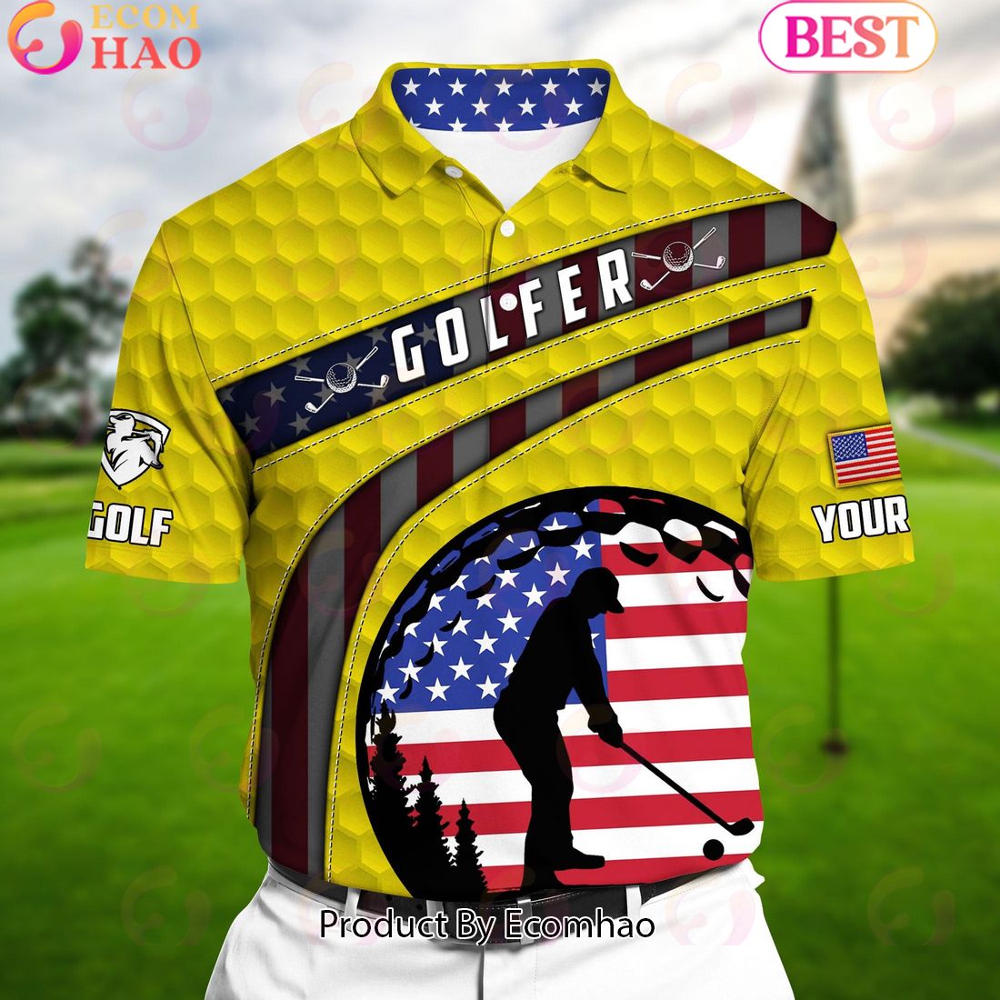 Ecomhao Orange Pride Premium Unique Golf Heart Beat Golf Polo Shirts Multicolored Custom Name Polo