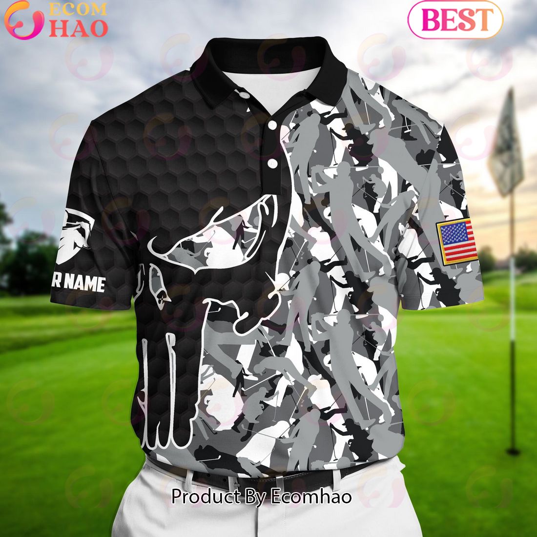 Ecomhao White Pride Best Crazy Skull Golf Polo Shirts Multicolored Custom Name Polo