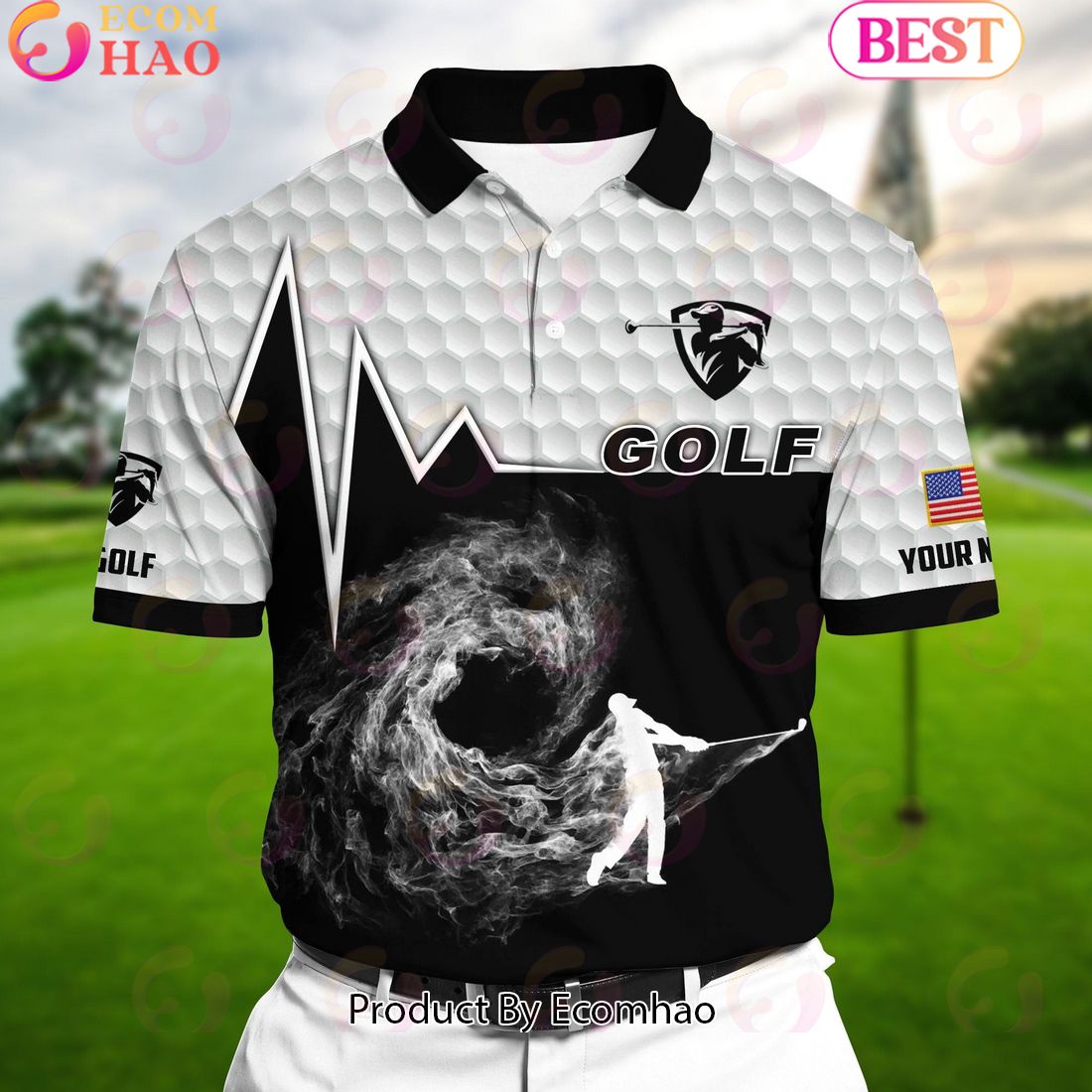 Ecomhao White Pride Premium Golfer On The Dark Golf Polo Shirts Multicolor Custom Name Polo