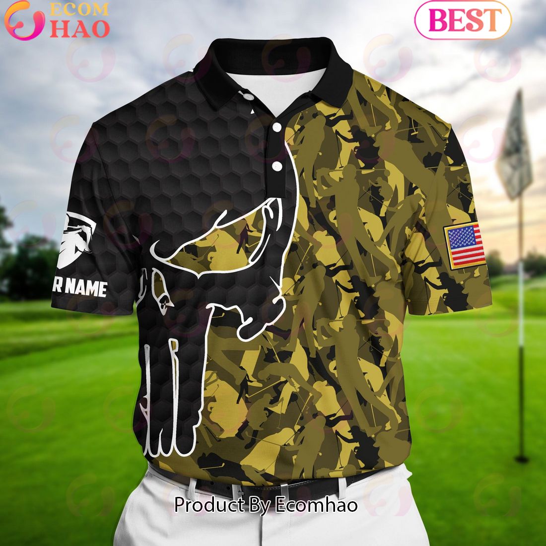 Ecomhao Yellow Pride Best Crazy Skull Golf Polo Shirts Multicolored Custom Name Polo