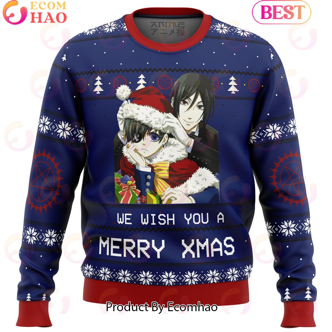 Black Butler Merry Xmas Ugly Christmas Sweater