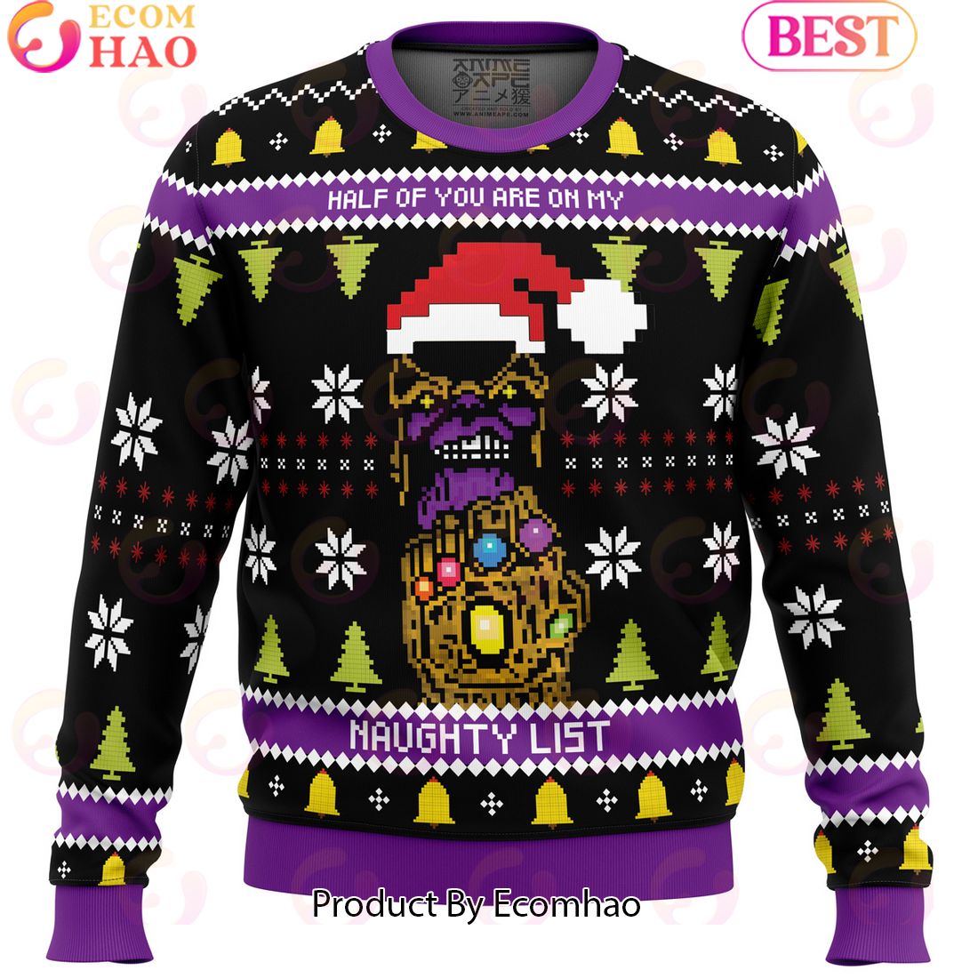 Half of you are on my NAUGHTY List! Thanos Ugly Christmas Sweater