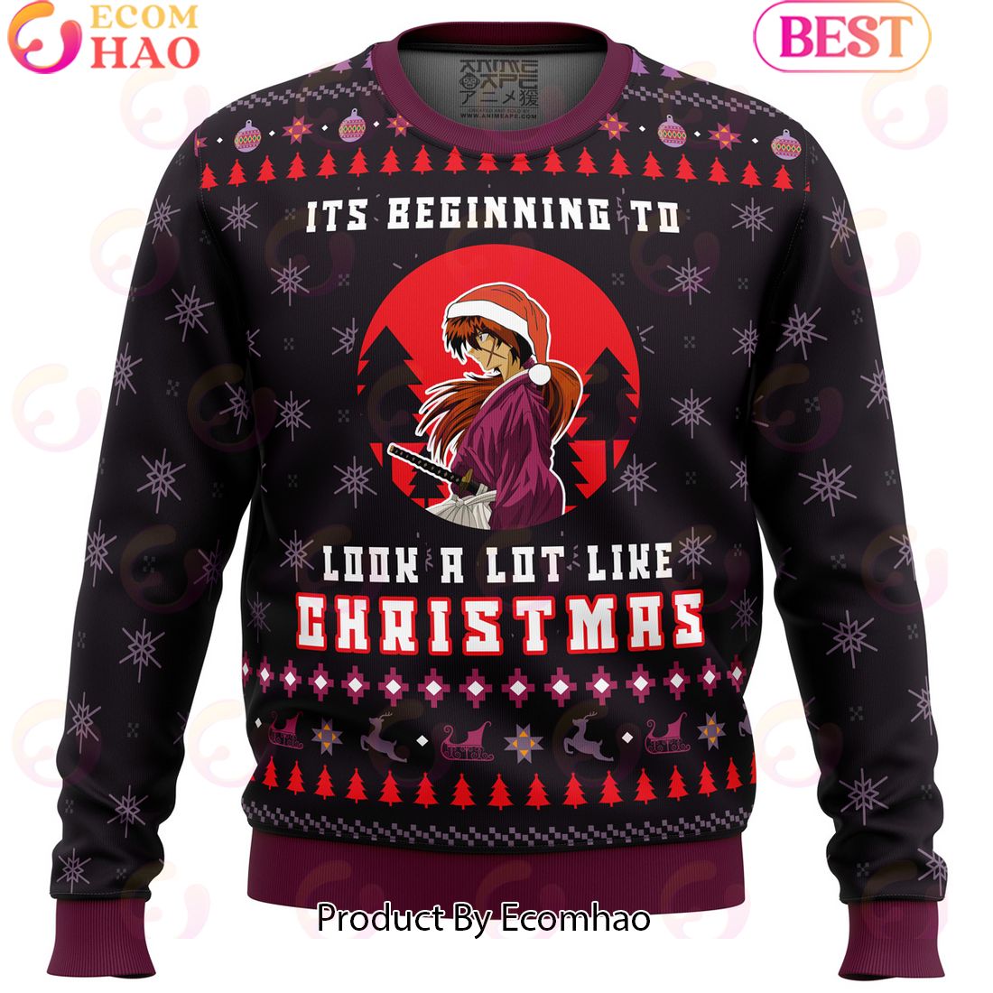 Samurai X Its Beginning To Look a Lot Like Christmas Ugly Christmas Sweater