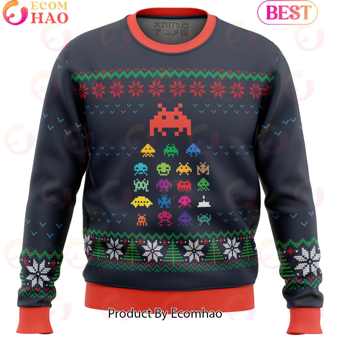 Space Invaders Ugly Christmas Sweater