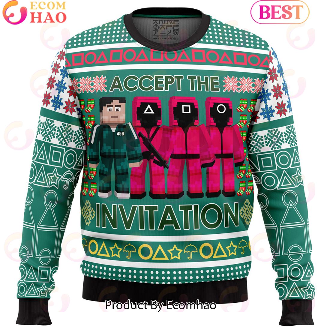 Squid Game Invitation Ugly Christmas Sweater