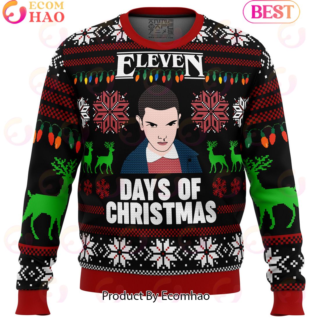 Stranger Things Eleven Days of Xmas Ugly Christmas Sweater