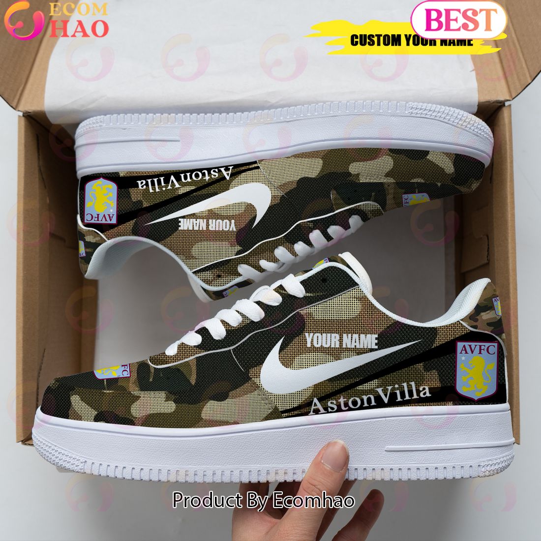 Personalized Name Aston Villa FC Air Force 1 Sneaker