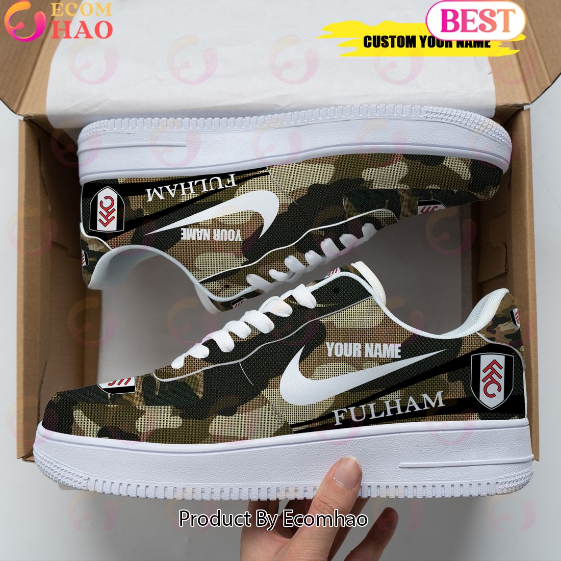 Personalized Name Manchester City FC Camouflage Air Force 1 Sneaker