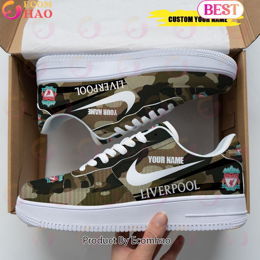 Personalized Name Liverpool FC Camouflage Air Force 1 Sneaker