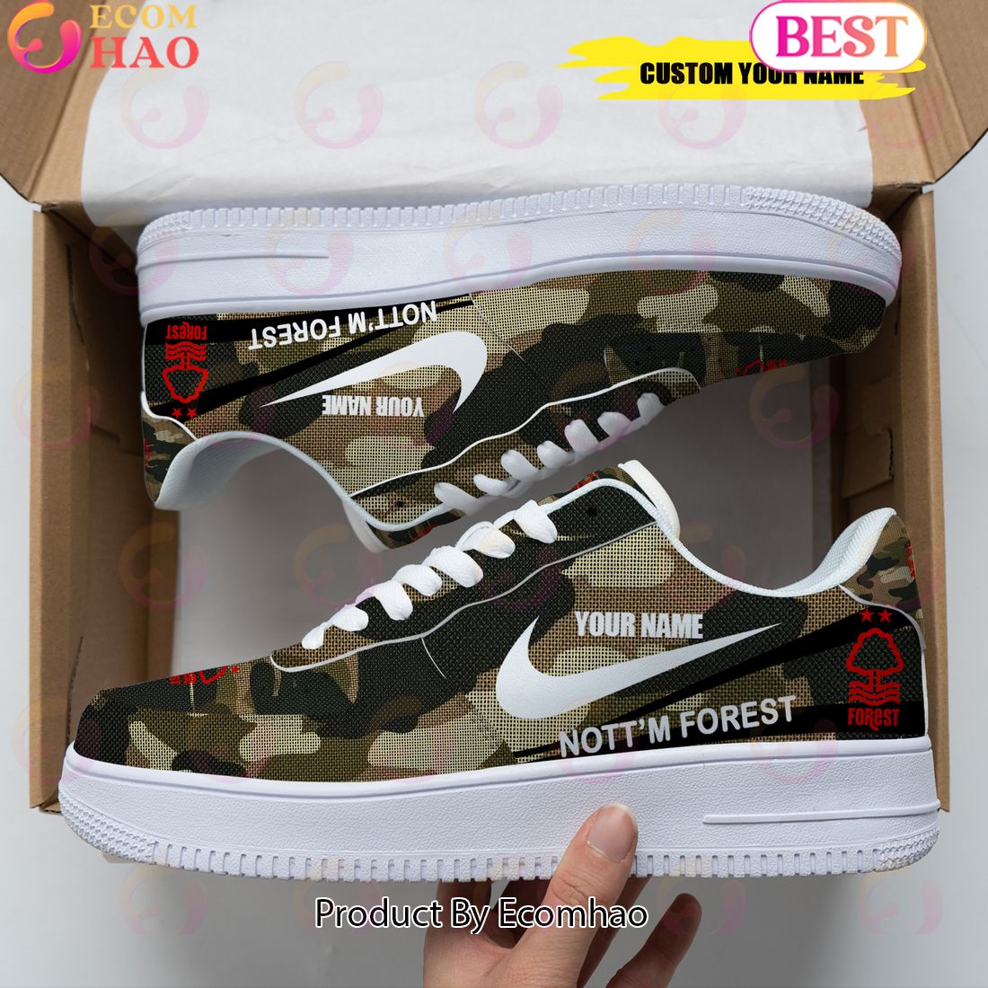 Personalized Name Manchester City FC Camouflage Air Force 1 Sneaker