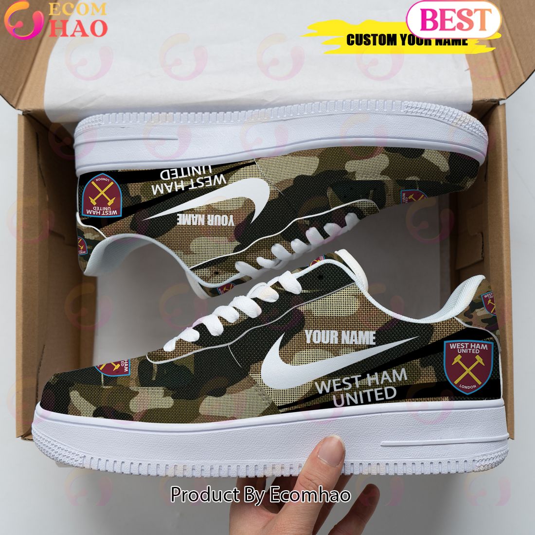 Personalized Name WOLVES FC Camouflage Air Force 1 Sneaker