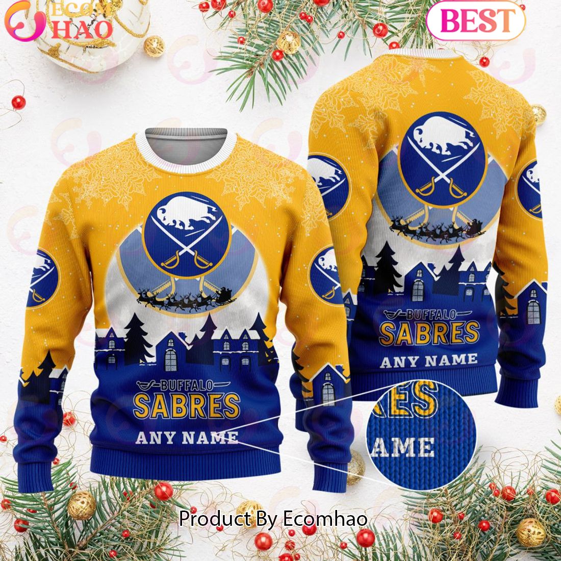 Custom Name NHL Buffalo Sabres Special Christmas Ugly Sweater Design