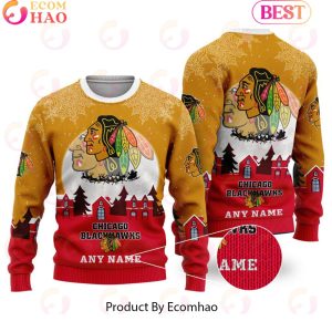 Custom Name NHL Chicago Blackhawks Special Christmas Ugly Sweater Design