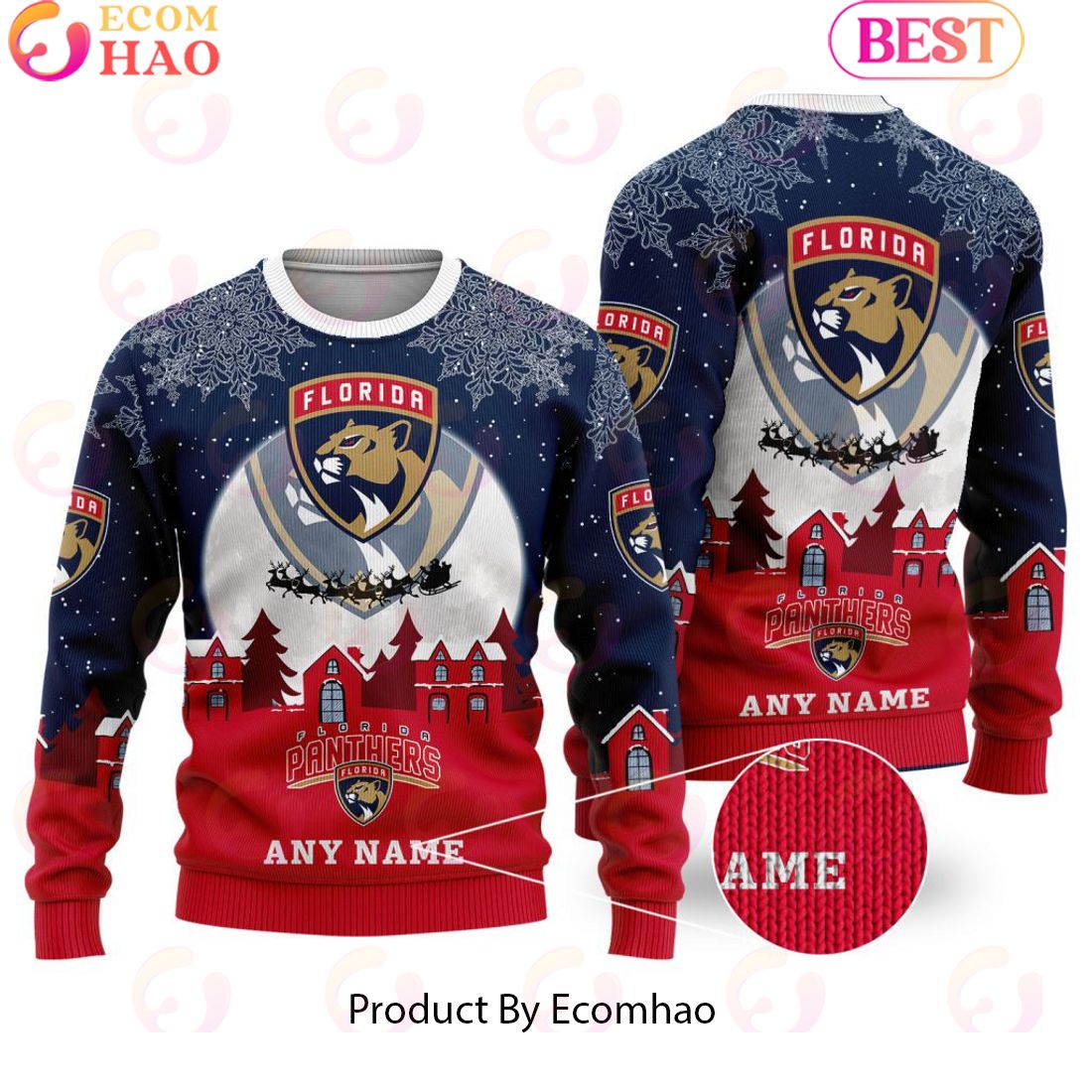 Custom Name NHL Florida Panthers Special Christmas Ugly Sweater Design