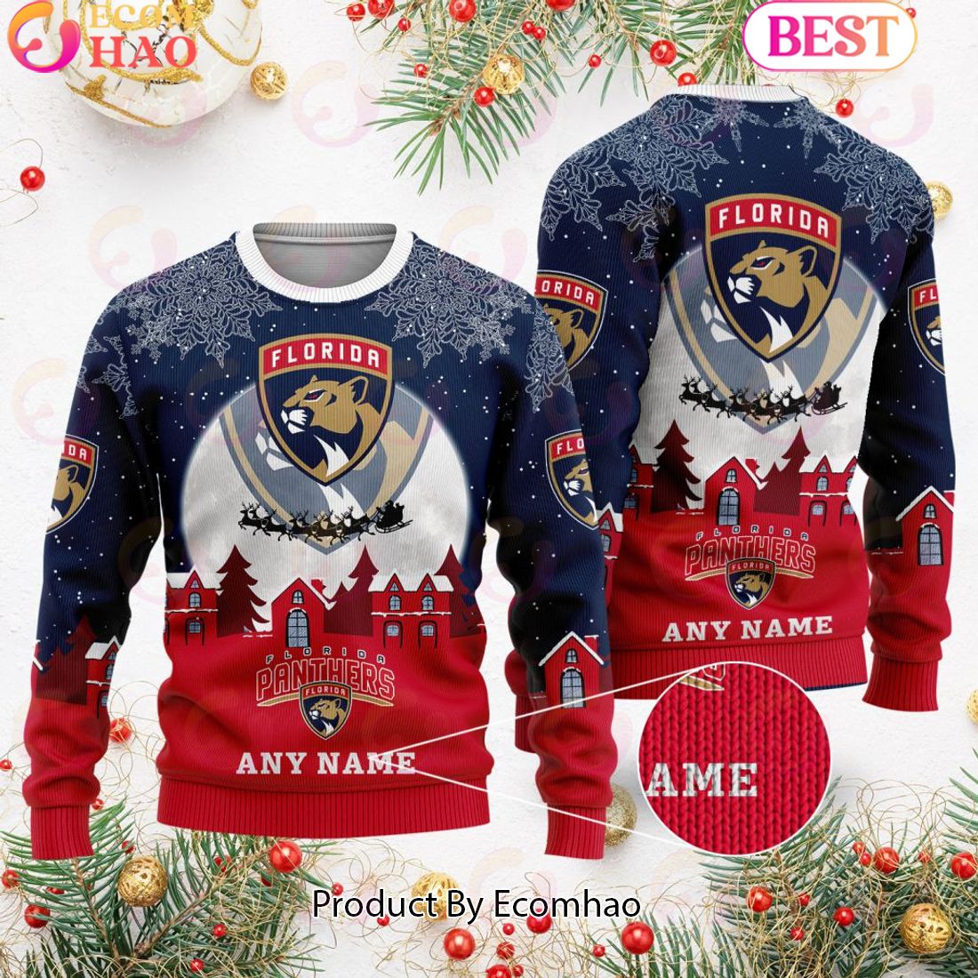 Custom Name NHL Florida Panthers Special Christmas Ugly Sweater Design