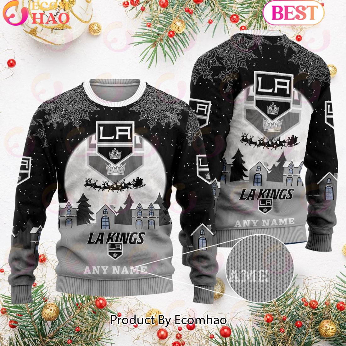 Custom Name NHL Los Angeles Kings Special Christmas Ugly Sweater Design