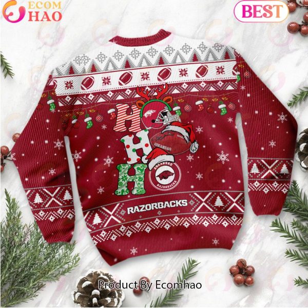 NCAA Arkansas Razorbacks HO HO HO Christmas Custom Name Ugly Wool Sweater