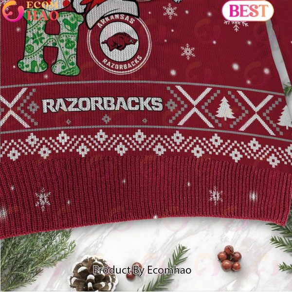 NCAA Arkansas Razorbacks HO HO HO Christmas Custom Name Ugly Wool Sweater
