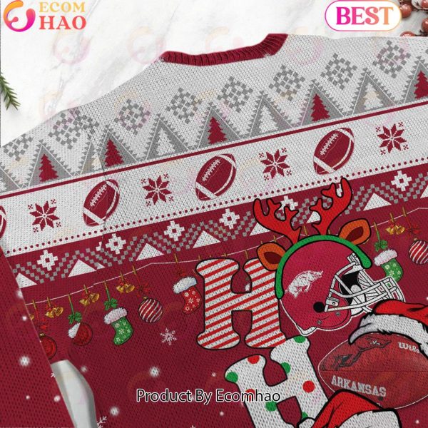 NCAA Arkansas Razorbacks HO HO HO Christmas Custom Name Ugly Wool Sweater
