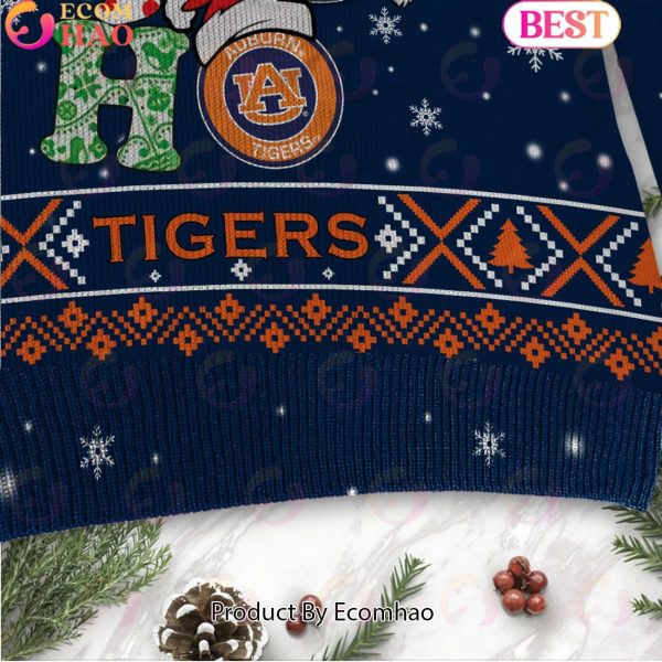 NCAA Auburn Tigers HO HO HO Christmas Custom Name Ugly Wool Sweater