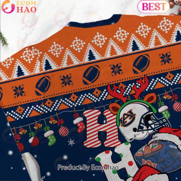 NCAA Auburn Tigers HO HO HO Christmas Custom Name Ugly Wool Sweater