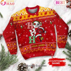 NCAA Louisville Cardinals HO HO HO Christmas Custom Name Ugly Wool Sweater