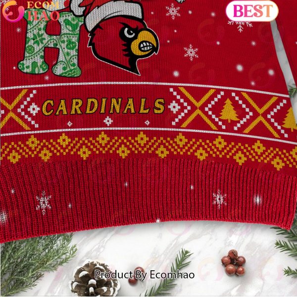 NCAA Louisville Cardinals HO HO HO Christmas Custom Name Ugly Wool Sweater
