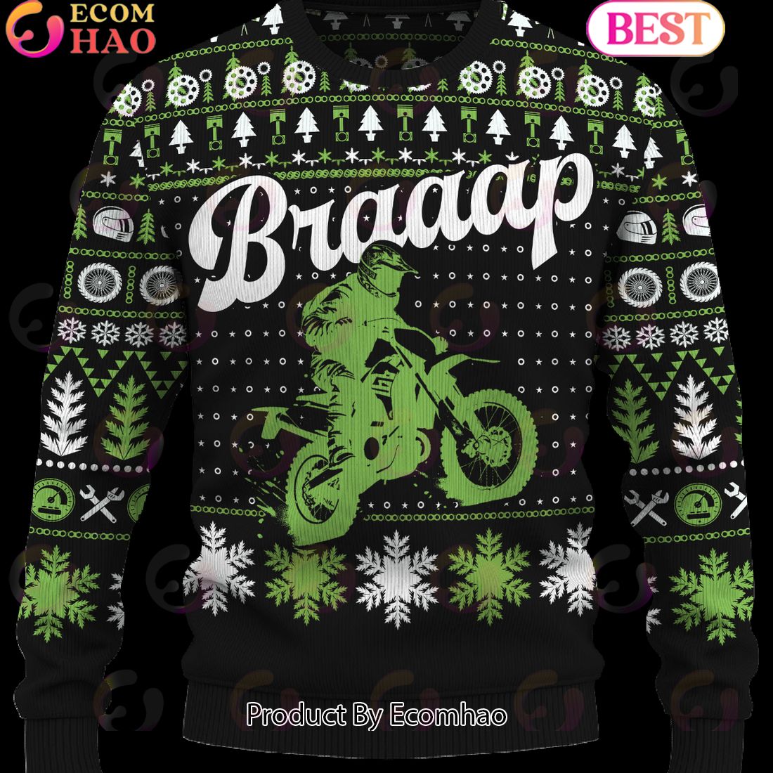 Braaap Dual-Sport Motorcycle Ugly Christmas Sweater